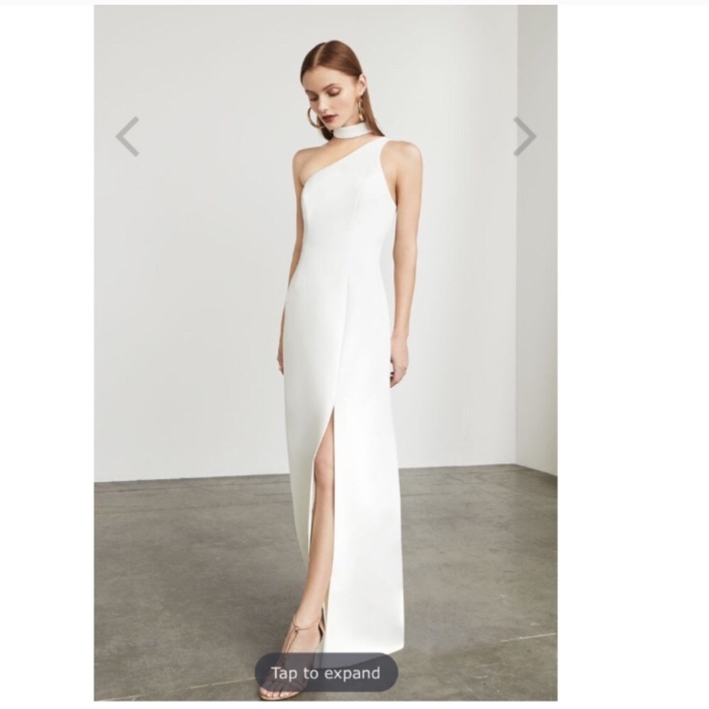 One shoulder halter gown